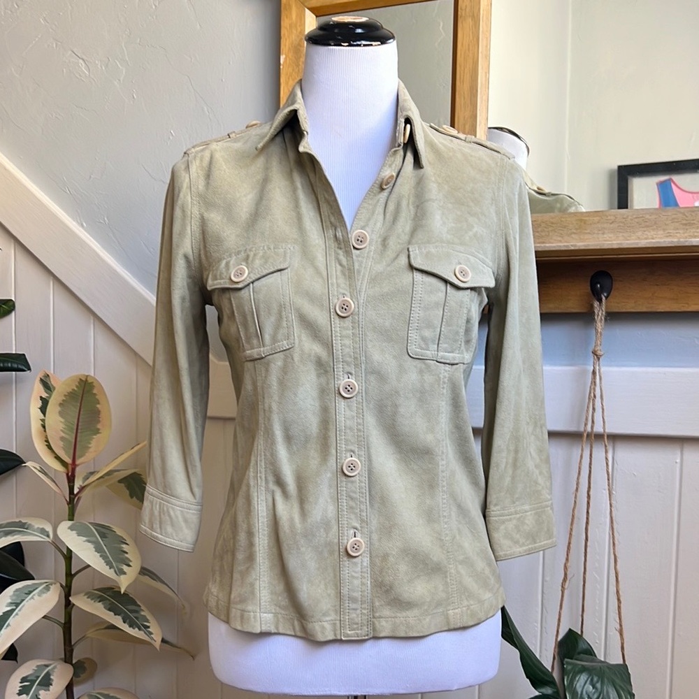 Equipment Genuine Suede Button Down Shirt in Tan